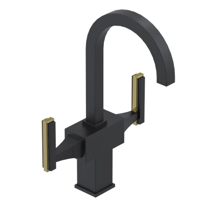 Rubinet Single Hole Dual Handle Lav. Set. (less drain) Matt Black