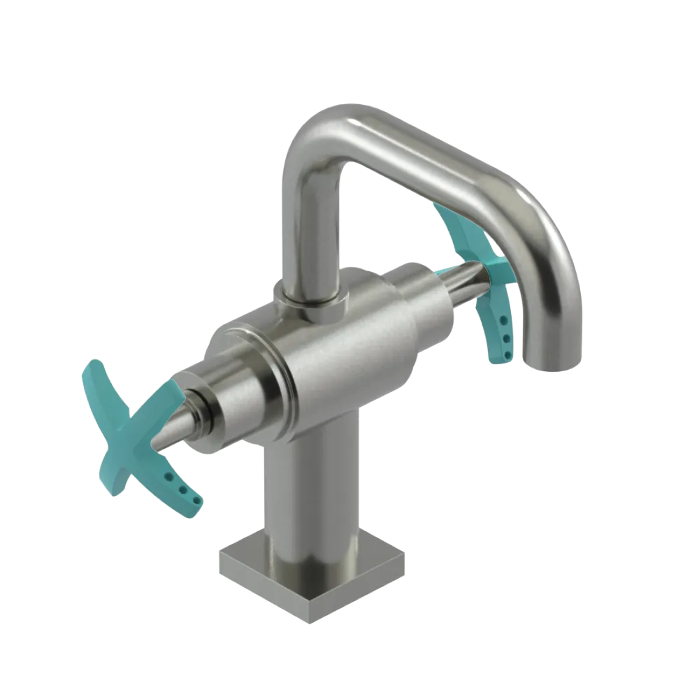 Rubinet Single Hole Dual Handle Lav. Set. with Genesis spout (less drain) Satin Nickel