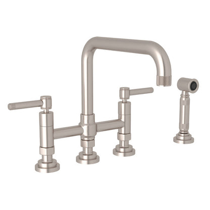 ROHL Campo Deck Mount U-Spout 3 Leg Bridge Faucet With Sidespray
