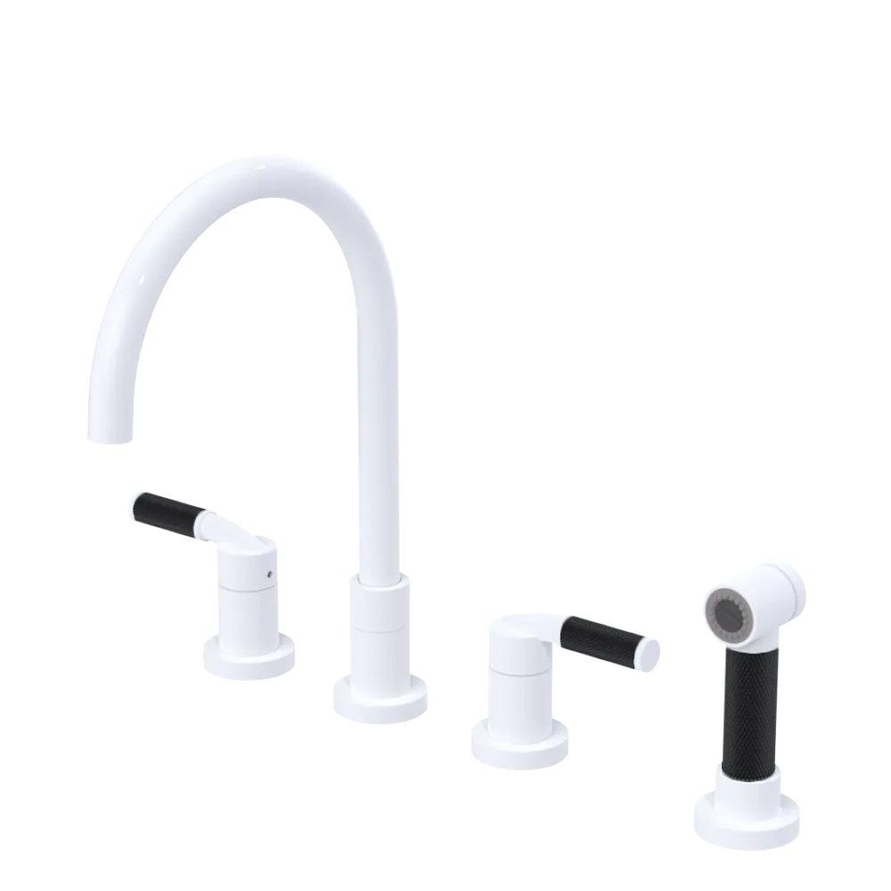 Rubinet Widespread Kitchen Set with Hand Spray White