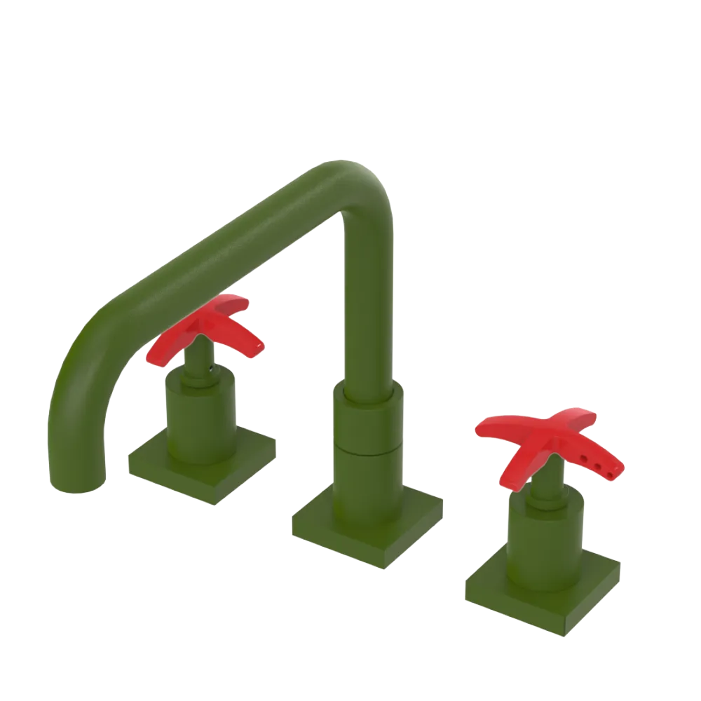 Rubinet Widespread Kitchen Set with Genesis Spout Green Envy