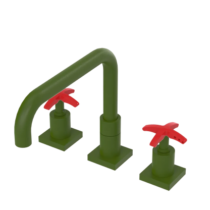 Rubinet Widespread Kitchen Set with Genesis Spout Green Envy