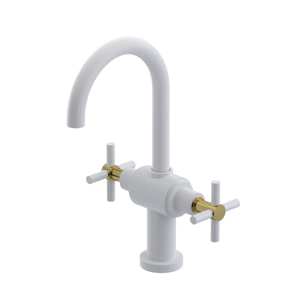 Rubinet Single Hole Dual Handle Lav. Set with LaSalle Spout (less drain) White