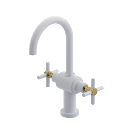 Rubinet Single Hole Dual Handle Lav. Set with LaSalle Spout (less drain) White