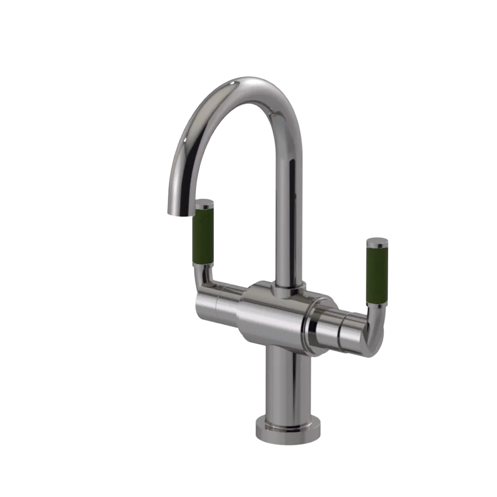 Rubinet Single Hole Dual Handle Lav. Set. (less drain) Polished Nickel