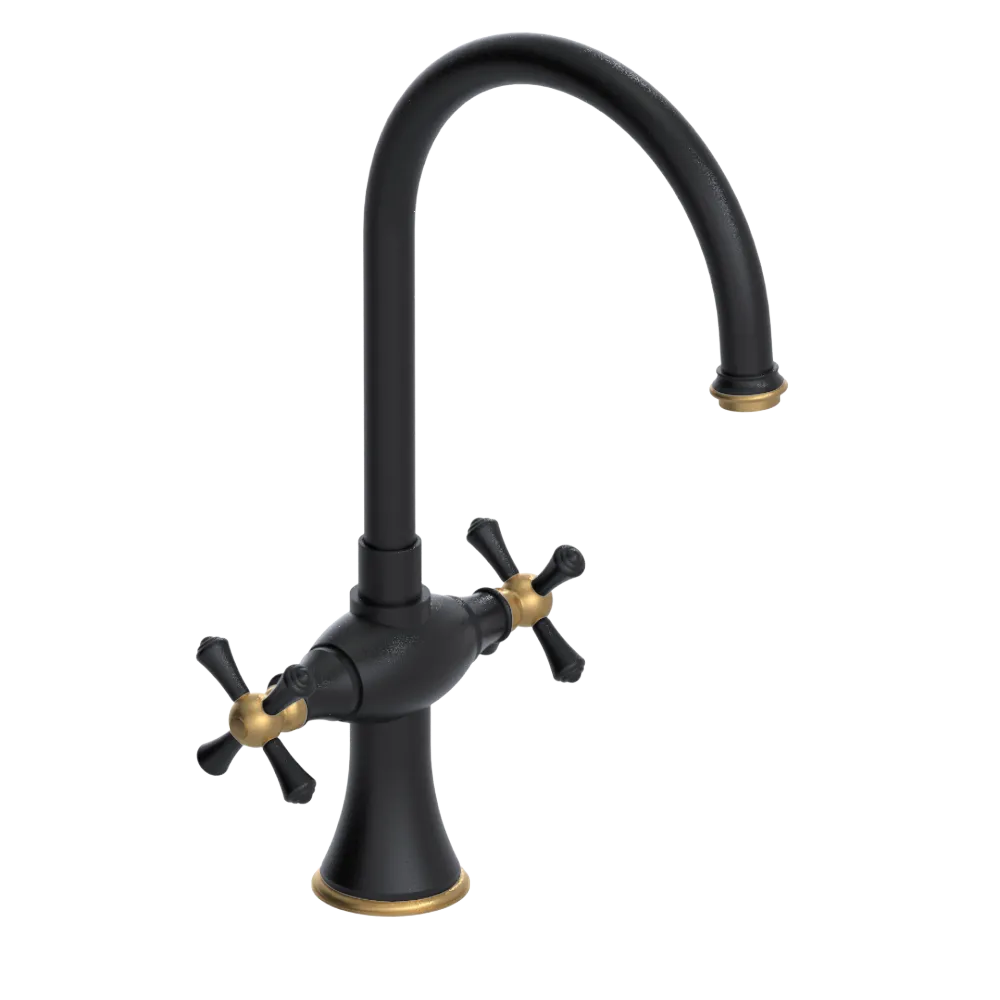 Rubinet Two Handle Single Hole Kitchen Set Matt Black
