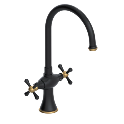 Rubinet Two Handle Single Hole Kitchen Set Matt Black