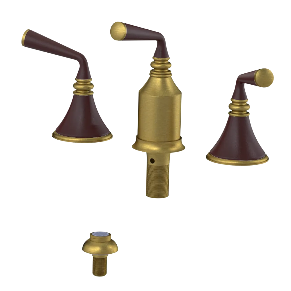 Rubinet Bidet Fitting with Spray, Diverter, and Vacum Breaker (Less Drain) Antique Brass Matt