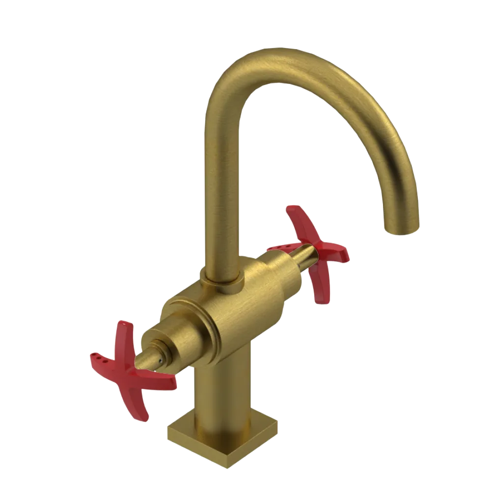 Rubinet Single Hole Dual Handle Lav. Set. (less drain) Antique Brass Matt