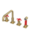 Rubinet Widespread Kitchen Set with Genesis Spout with Hand Spray Satin Gold