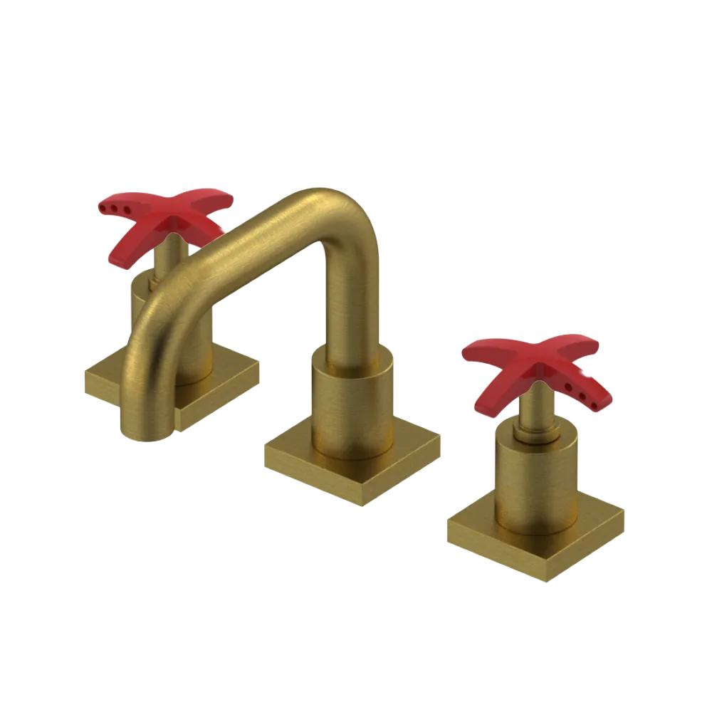 Rubinet Widespread Lav. Set. with Genesis spout (less drain) Antique Brass Matt