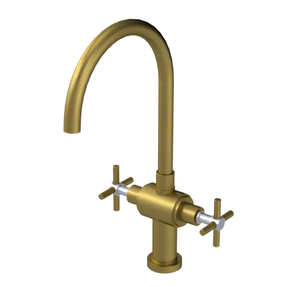 Rubinet Two Handle Single Hole Kitchen Set with LaSalle Spout Antique Brass Matt