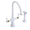 Rubinet Two Handle Single Hole Kitchen Set with Hand Spray Matt White