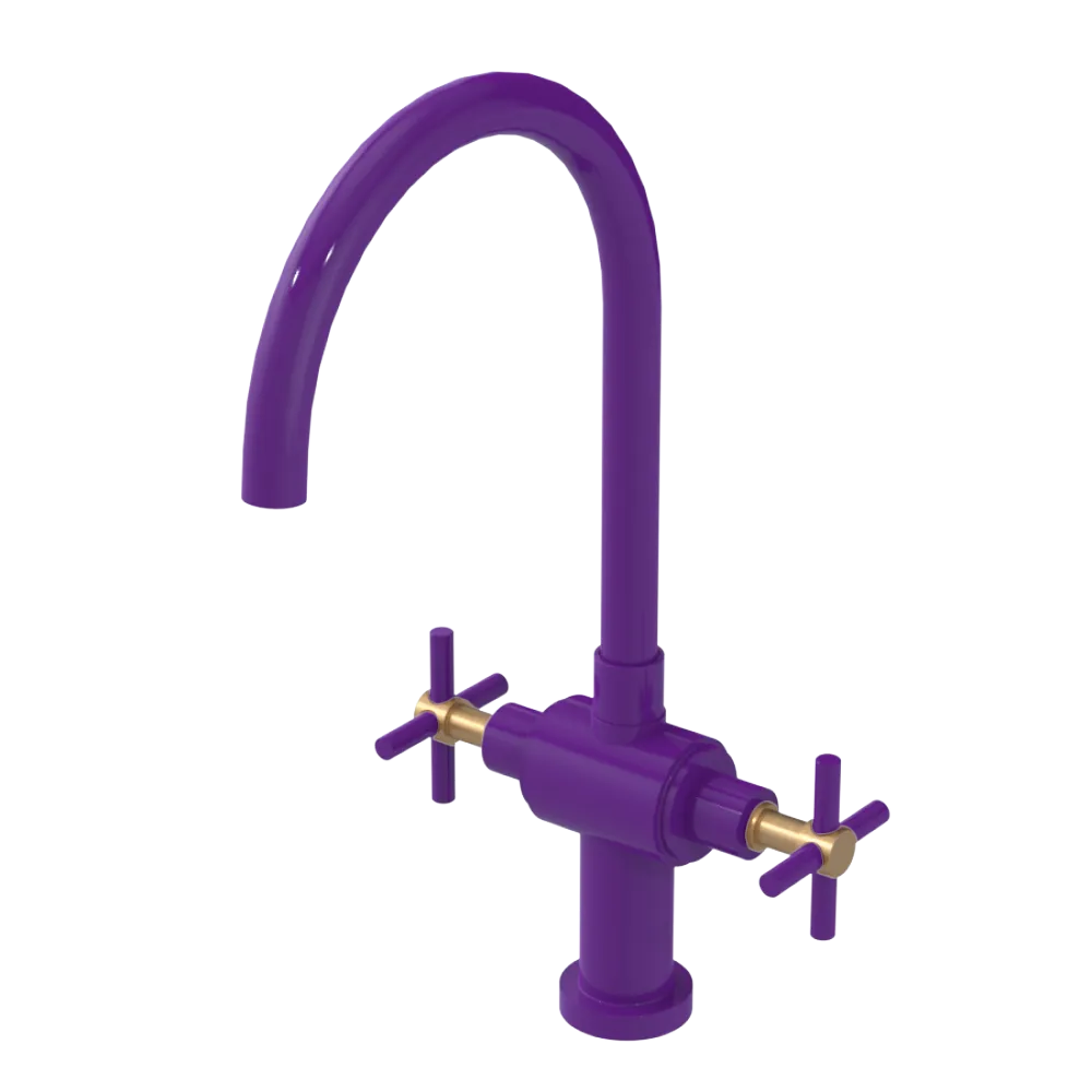 Rubinet Two Handle Single Hole Kitchen Set with LaSalle Spout Purple Haze