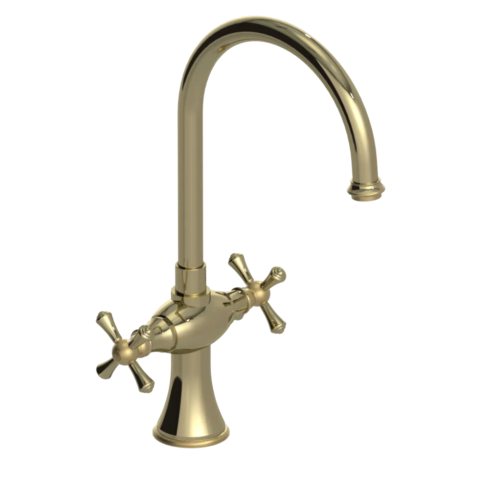 Rubinet Two Handle Single Hole Kitchen Set Natural Brass