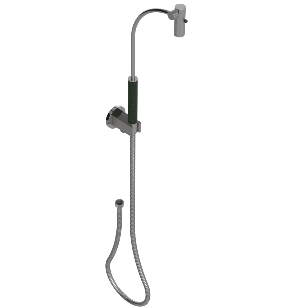 Rubinet Hand Held Shower Bidet with Extended Reach & Dual Function Spray Including Wall Bracket with Supply & Hose (Round) Polished Nickel