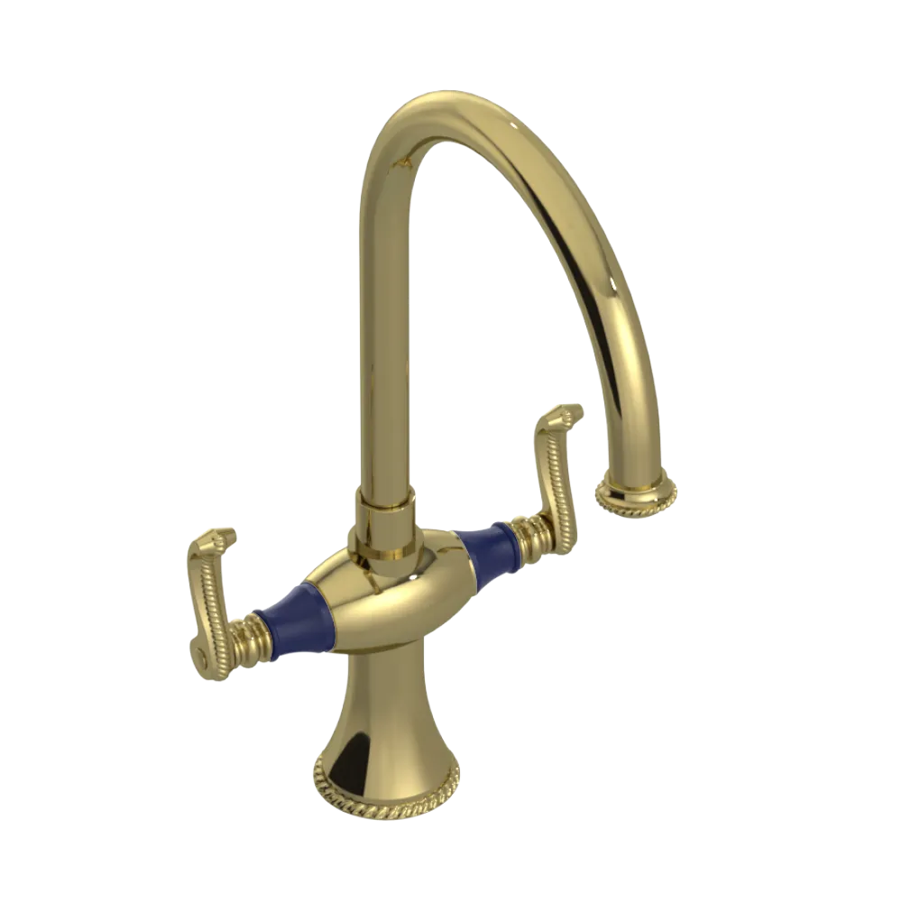 Rubinet Two Handle Single Hole Kitchen Set Natural Brass