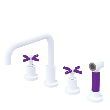Rubinet Widespread Kitchen Set with Hand Spray Matt White