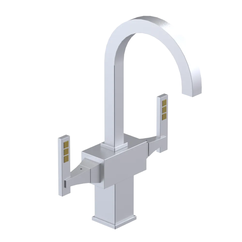 Rubinet Single Hole Dual Handle Lav. Set. (less drain) Satin Chrome