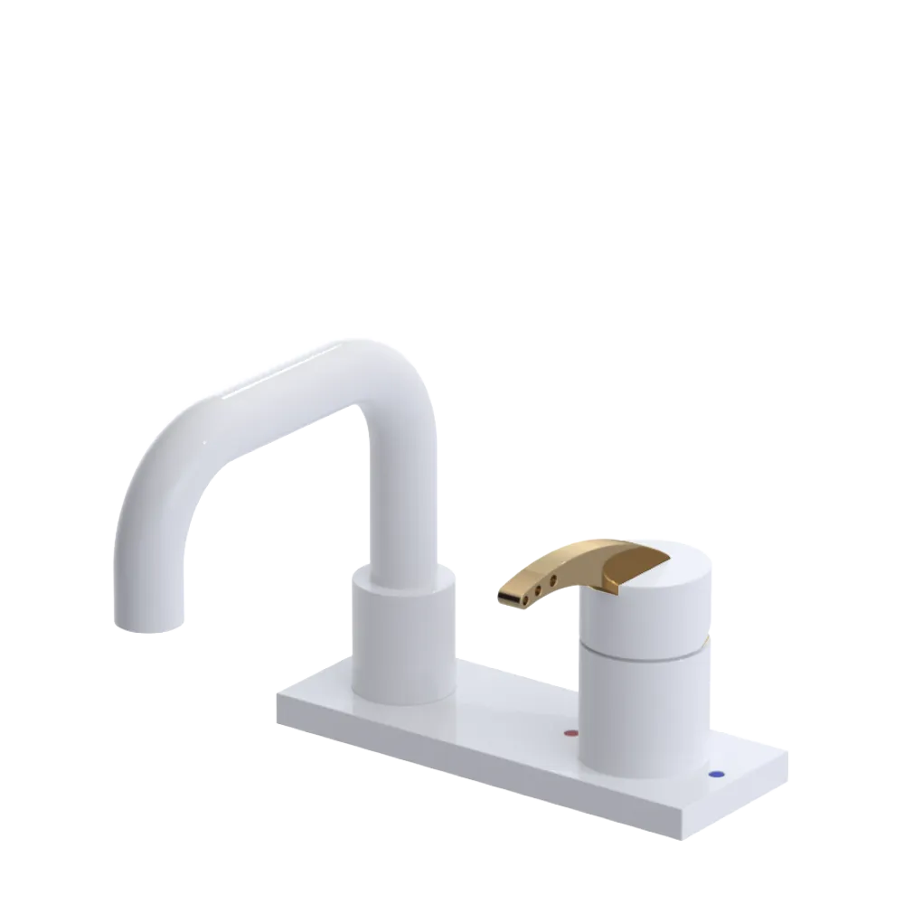 Rubinet 4" Centre Single Control Lav. Set. with Genesis spout (less drain) White