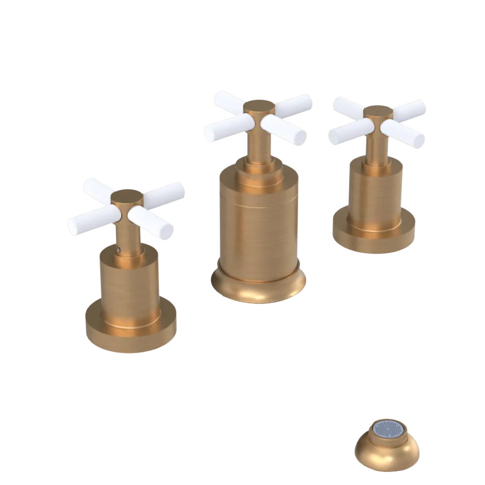 Rubinet Bidet Fitting with Spray, Diverter, and Vacuum Breaker (less drain) Satin Gold