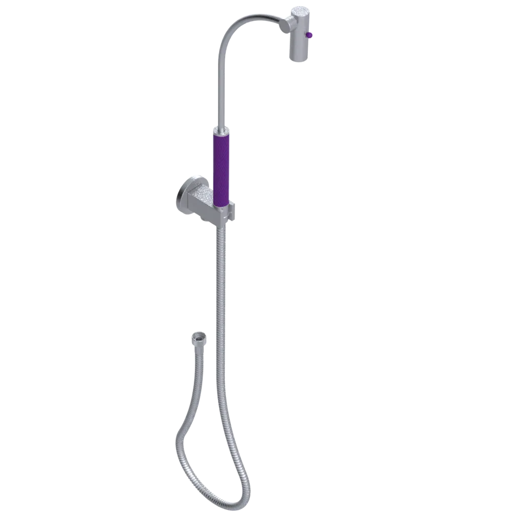 Rubinet Hand Held Shower Bidet with Extended Reach & Dual Function Spray Including Wall Bracket with Supply & Hose (Round) Satin Chrome