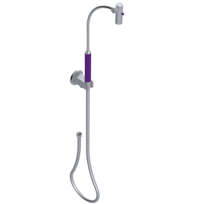 Rubinet Hand Held Shower Bidet with Extended Reach & Dual Function Spray Including Wall Bracket with Supply & Hose (Round) Satin Chrome