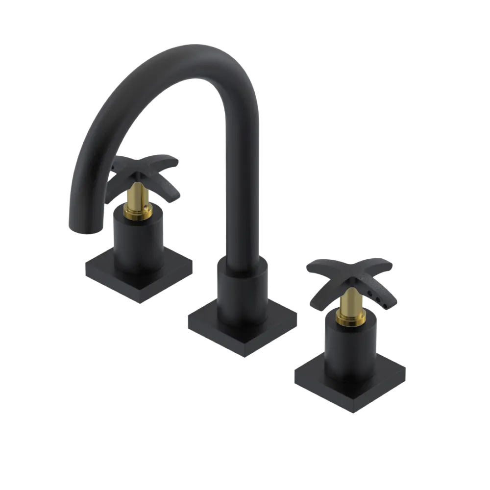 Rubinet Widespread Lav. Set. (less drain) Matt Black
