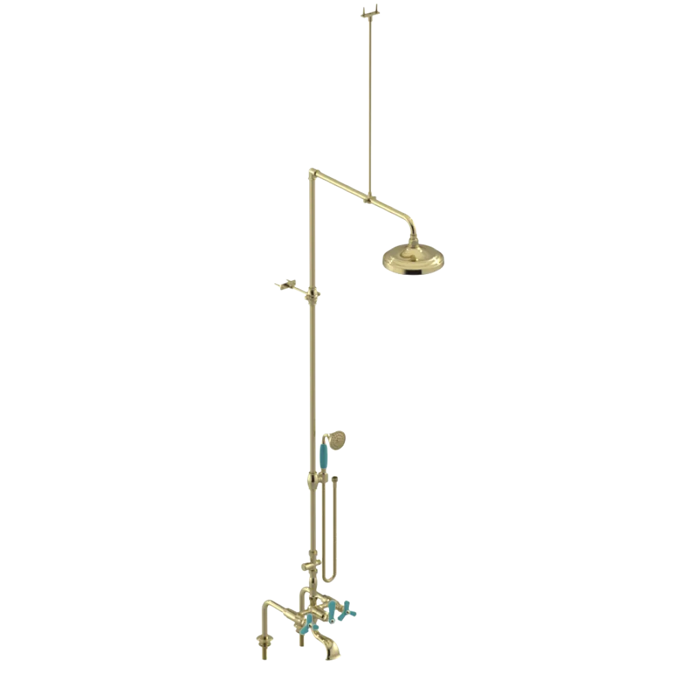 Rubinet Deck Mount Tub & Shower with Hand Held Shower Gold