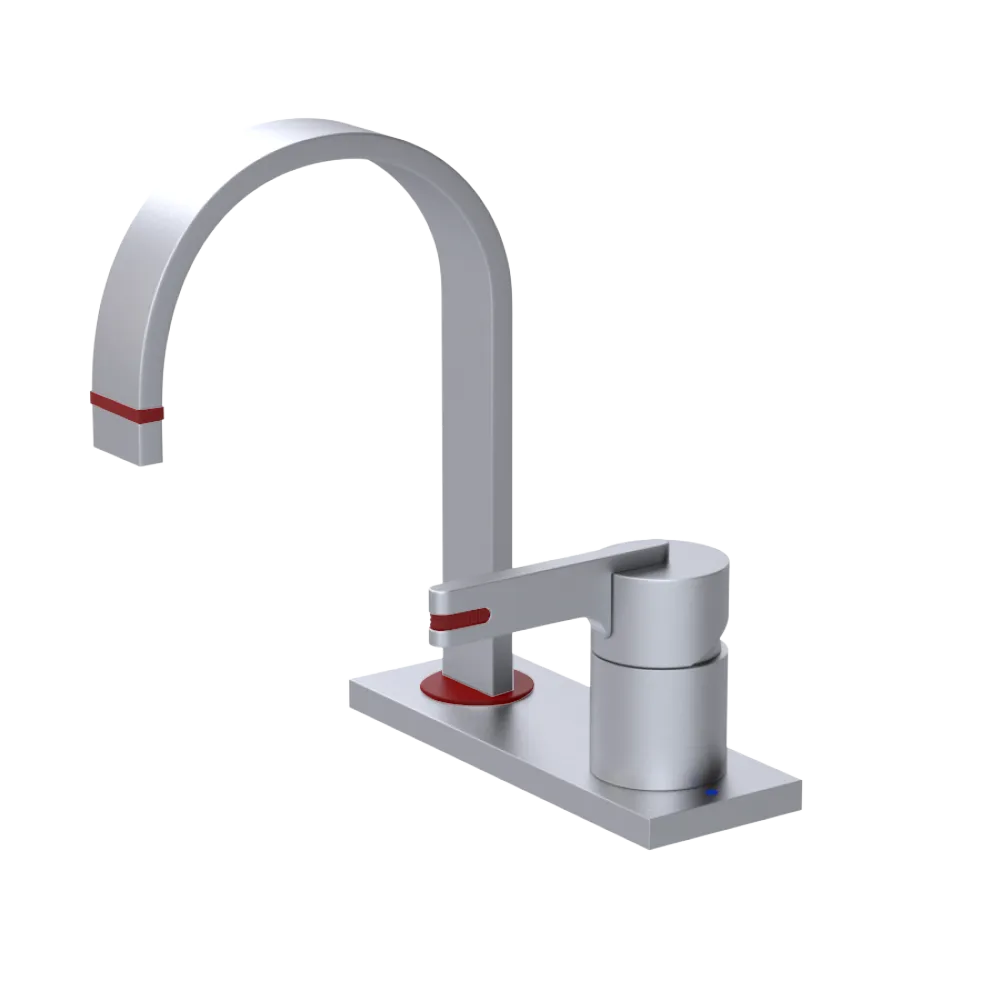 Rubinet 4" Centre Single Control Lav. Set (less drain) Satin Chrome