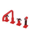 Rubinet Widespread Kitchen Set with Genesis Spout with Hand Spray Red