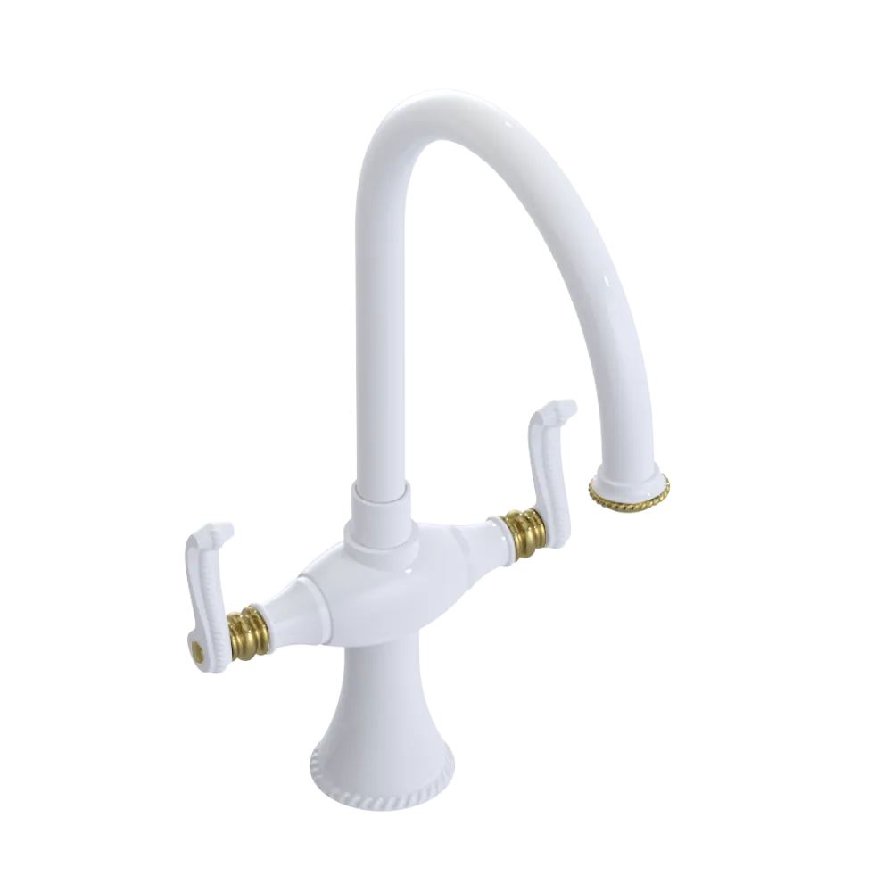 Rubinet Two Handle Single Hole Kitchen Set White