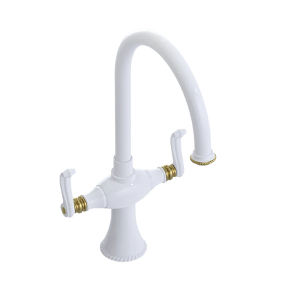 Rubinet Two Handle Single Hole Kitchen Set White