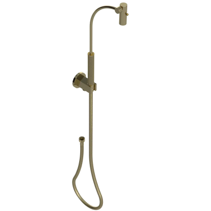 Rubinet Hand Held Shower Bidet with Extended Reach & Dual Function Spray Including Wall Bracket with Supply & Hose (Round) Natural Brass