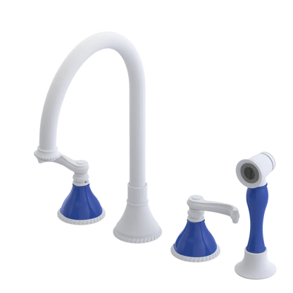 Rubinet Widespread Kitchen Set with Hand Spray Matt White