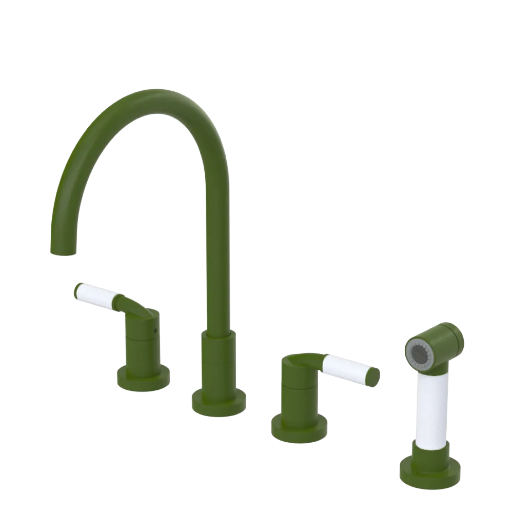 Rubinet Widespread Kitchen Set with Hand Spray Green Envy