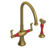 Rubinet Two Handle Single Hole Kitchen Set with Hand Spray Antique Brass Matt