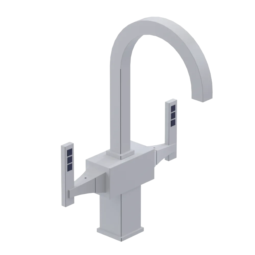 Rubinet Single Hole Dual Handle Lav. Set. (less drain) White