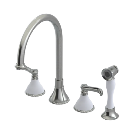 Rubinet Widespread Kitchen Set with Hand Spray Satin Nickel