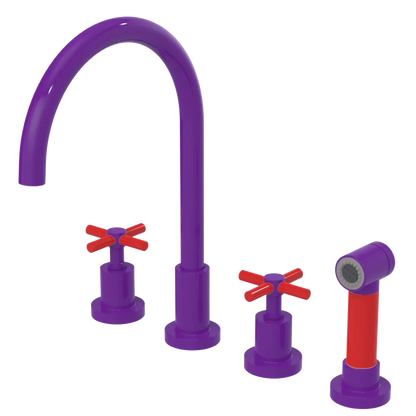 Rubinet Widespread Kitchen Set with LaSalle Spout with Hand Spray Purple Haze