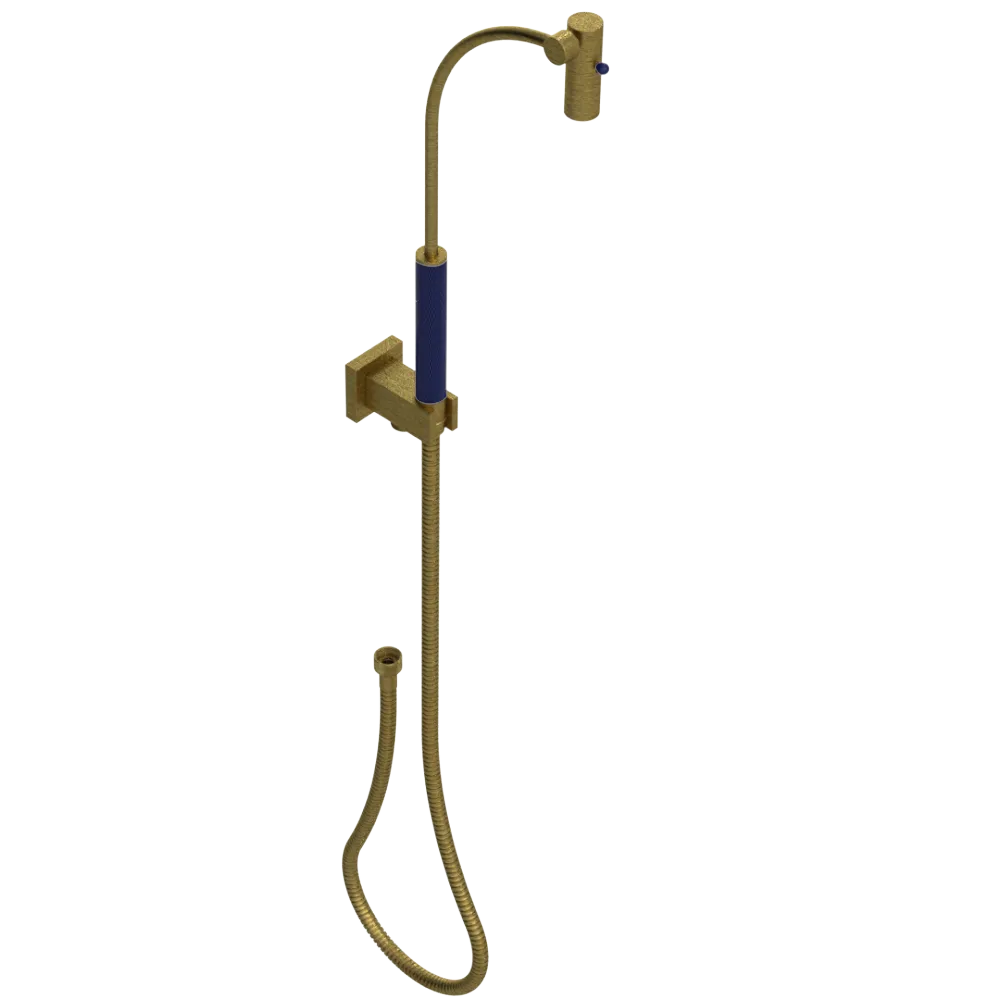Rubinet Hand Held Shower Bidet with Extended Reach & Dual Function Spray Including Wall Bracket with Supply & Hose (Square) Antique Brass Matt
