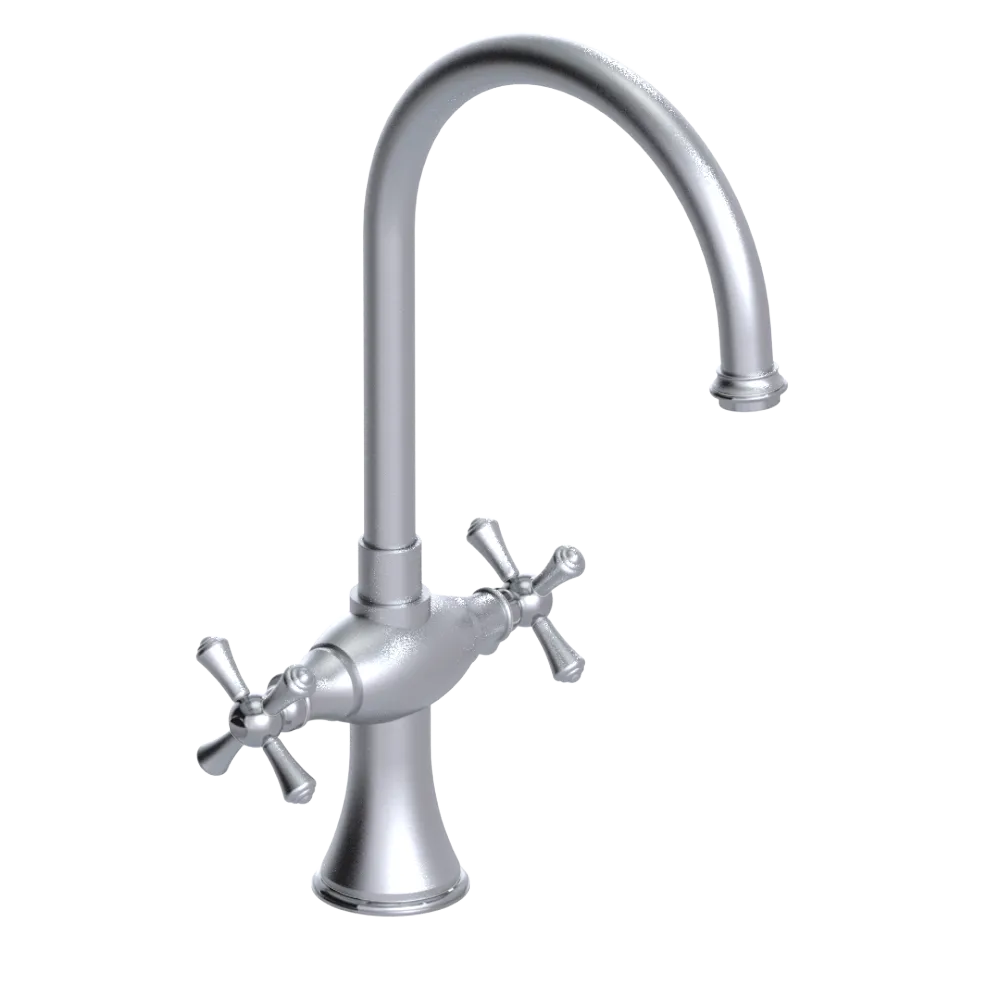 Rubinet Two Handle Single Hole Kitchen Set Satin Chrome