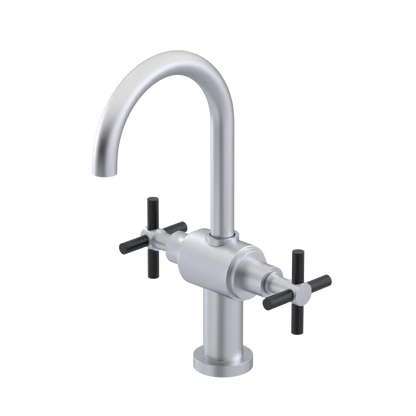 Rubinet Single Hole Dual Handle Lav. Set with LaSalle Spout (less drain) Satin Chrome