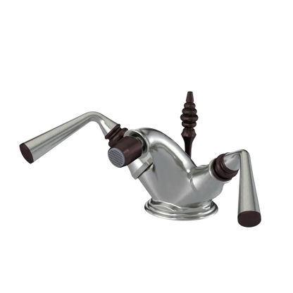 Rubinet Single Hole Dual Handle Bidet Fitting (Less Drain) Satin Nickel