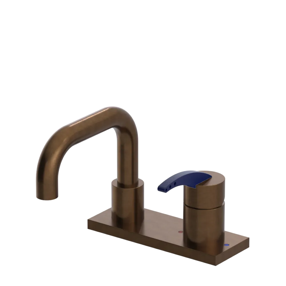 Rubinet 4" Centre Single Control Lav. Set. with Genesis spout (less drain) Tuscan Brass
