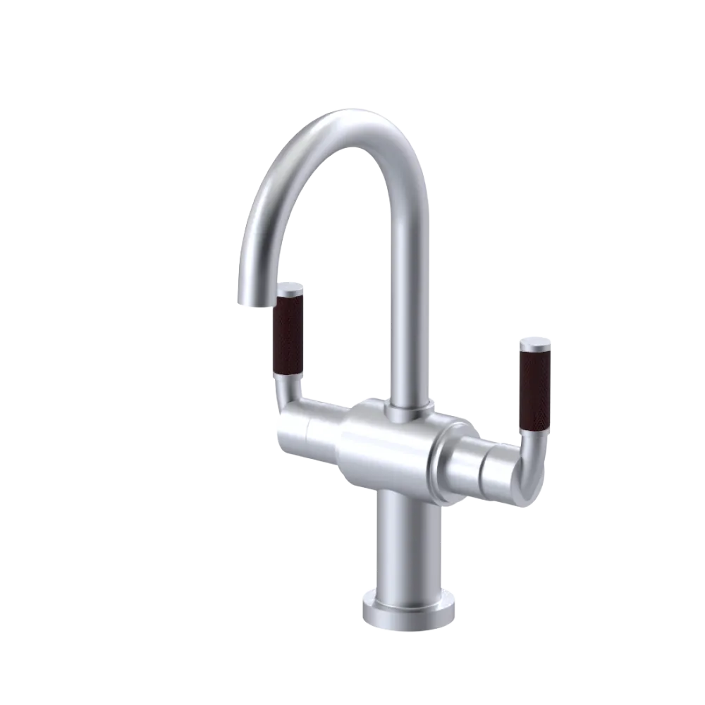 Rubinet Single Hole Dual Handle Lav. Set. (less drain) Satin Chrome