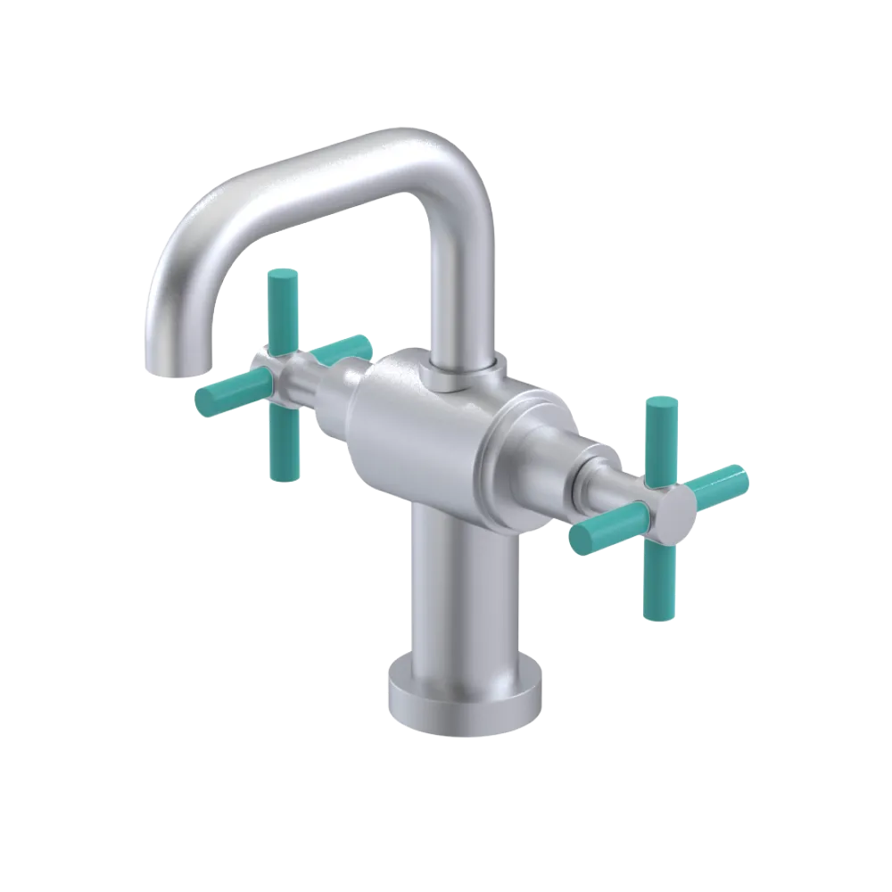 Rubinet Single Hole Dual Handle Lav. Set. (less drain) Satin Chrome