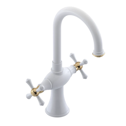 Rubinet Single Hole Dual Handle Lav. Set. (less drain) White