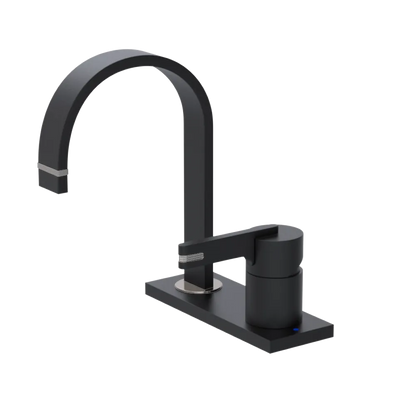 Rubinet 4" Centre Single Control Lav. Set (less drain) Matt Black