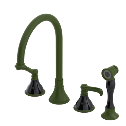 Rubinet Widespread Kitchen Set with Hand Spray Green Envy